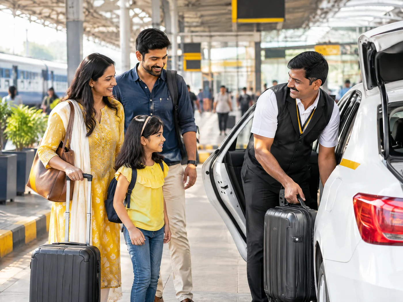 Family travelling comfortably with Cab Station